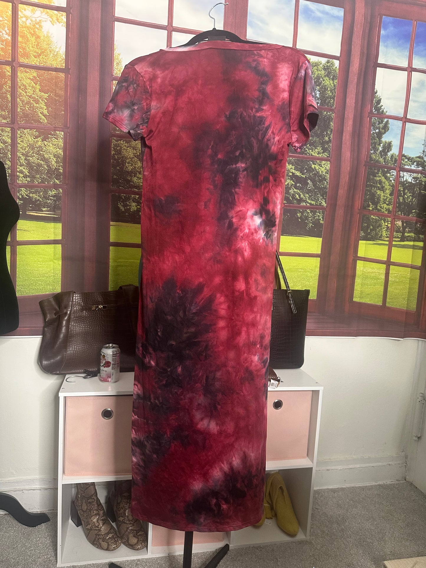 Burgundy tie dye hi/lo dress sz S/M
