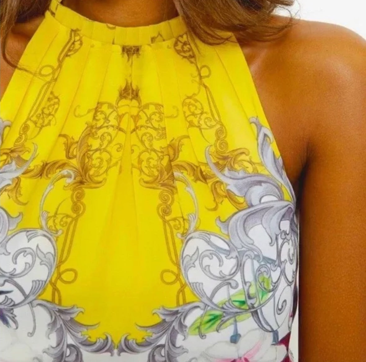 Ted Bake Ellly Passion Flower Print Halter Chiffon Maxi Dress Size 3 US NWT