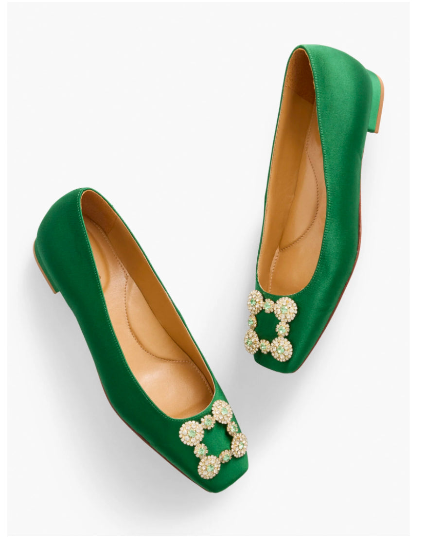 Talbots Green satin shoes Sz 9