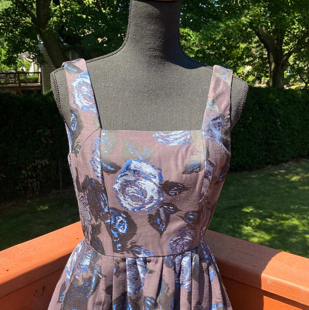 703 MUSE BABY BLUE PRINT EVENING COCKTAIL DRESS SZ 4