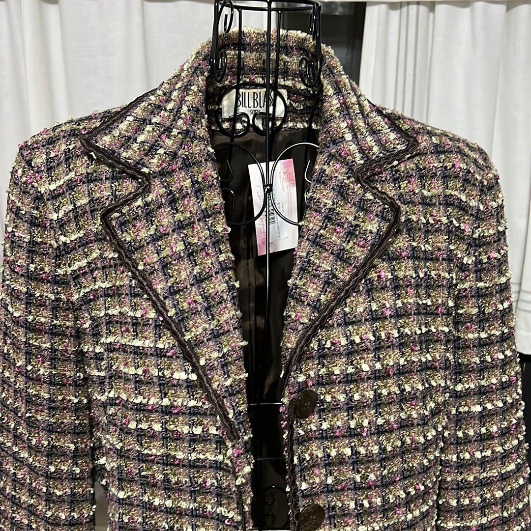 Bill Blass BRWN/PINK/GRN BLAZER SZ 10
