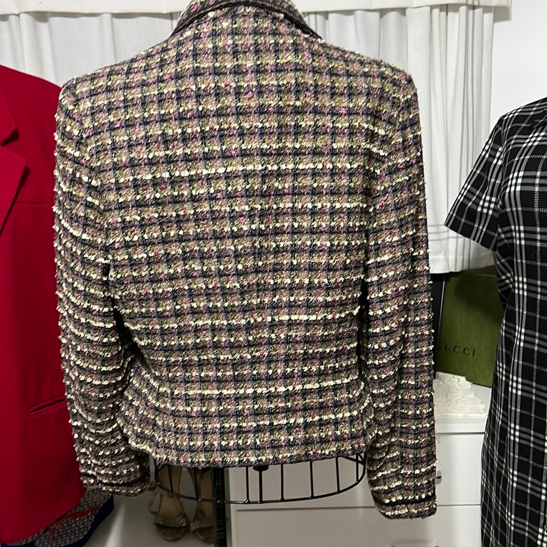 Bill Blass BRWN/PINK/GRN BLAZER SZ 10