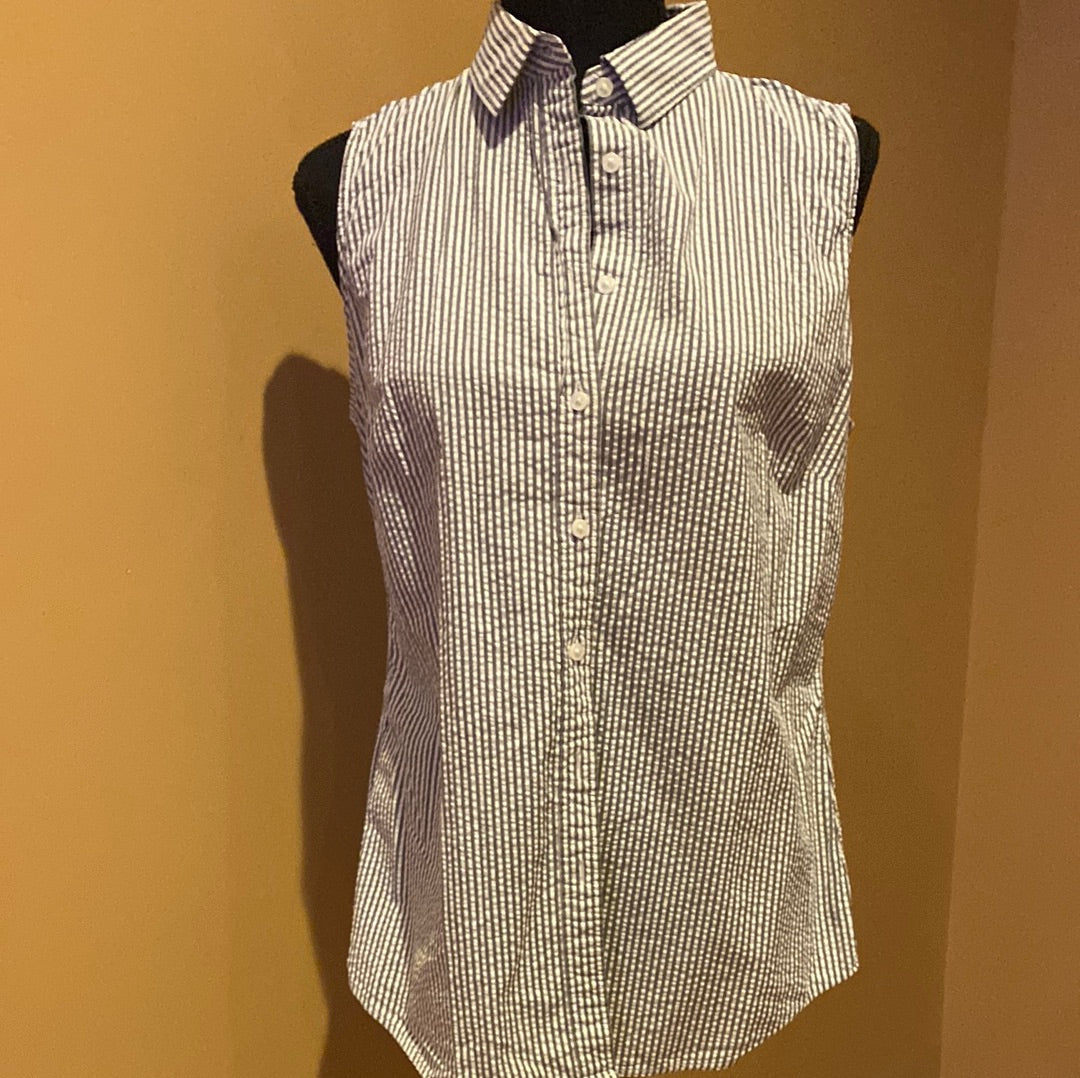 312 Banana Republic stripe seersucker top Sz 4