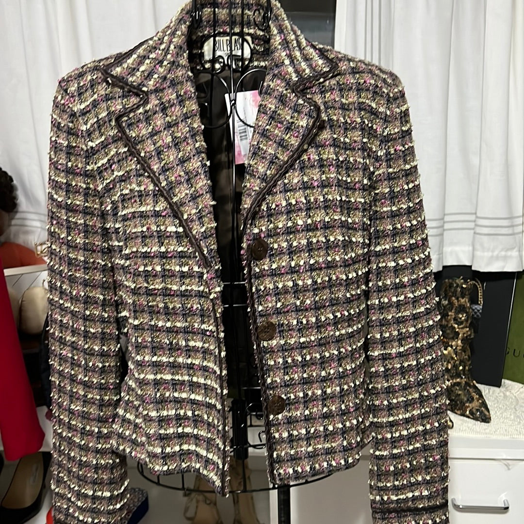 Bill Blass BRWN/PINK/GRN BLAZER SZ 10