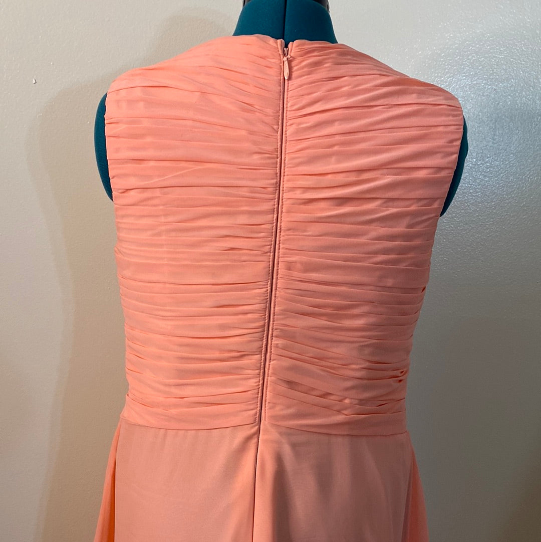 911 AZAZIE PEACH CHIFFON EVENING COCKTAIL DRESS SZ 14