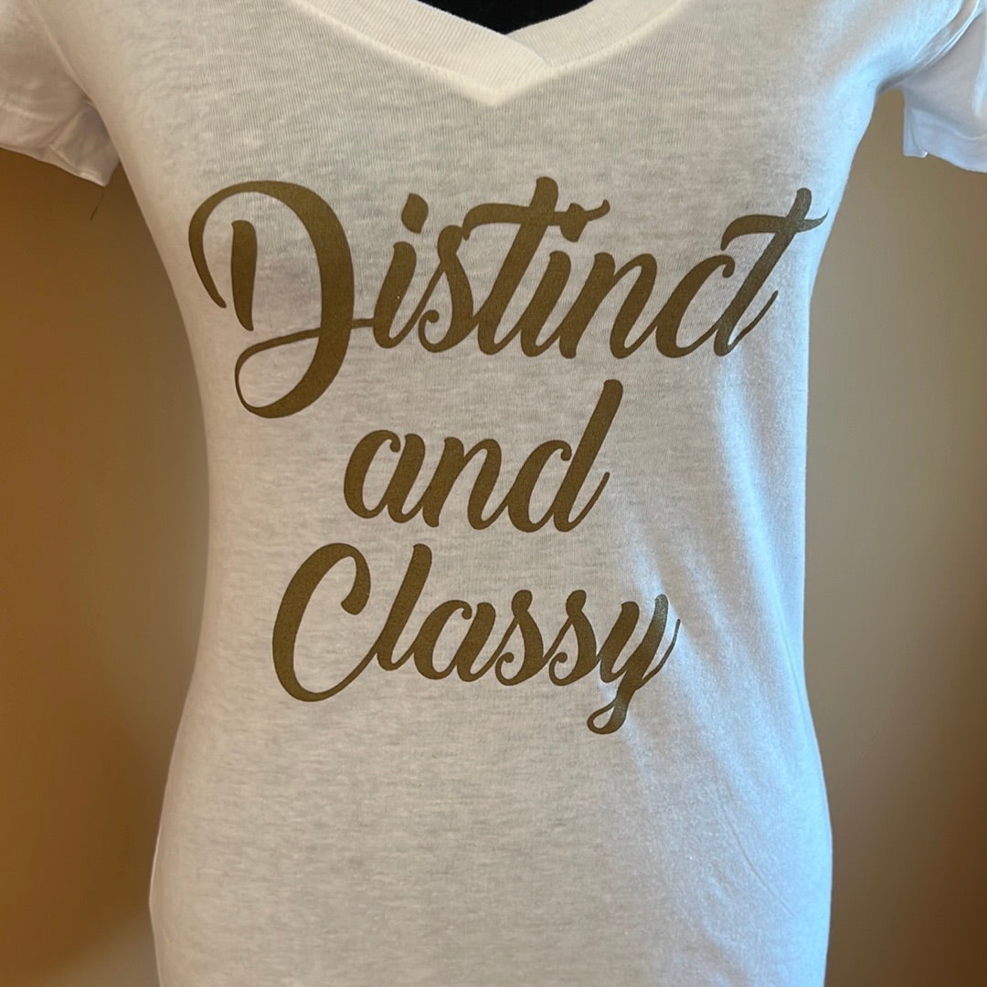 Distinct And Classy V Neck Wht T