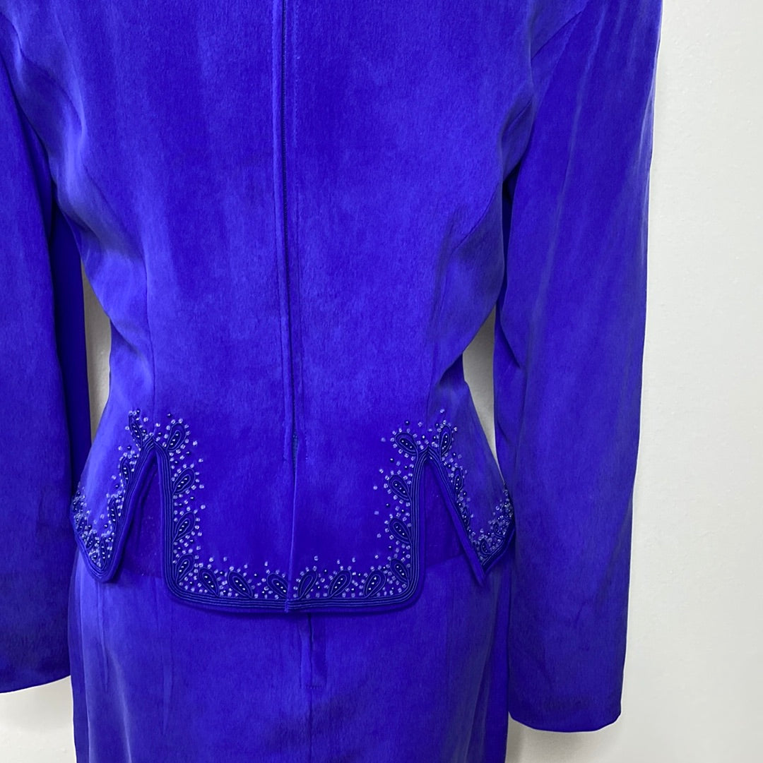 PURPLE 100% SILK DRESS W/ BEADING SZ 4