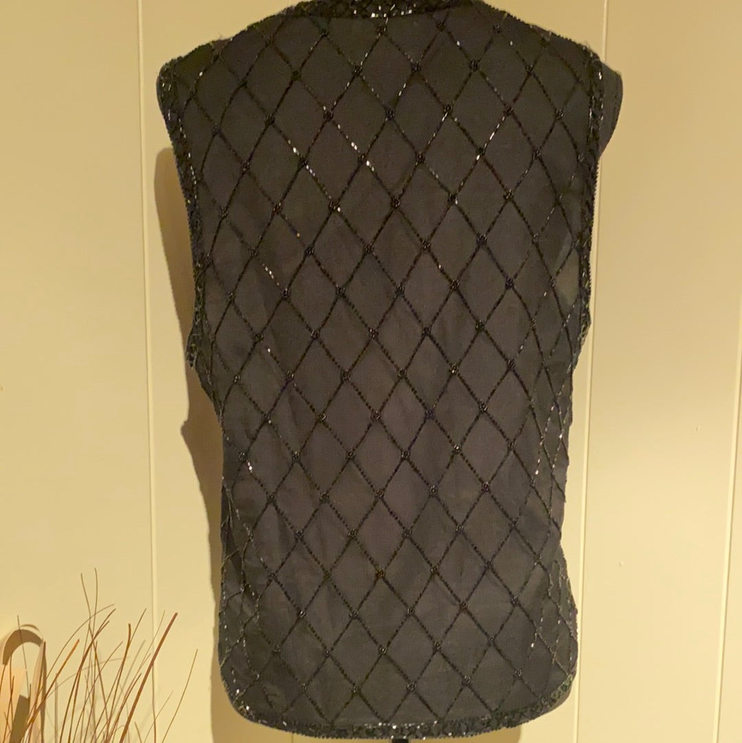 RAFAELLA 100% SILK BEADED BLOUSE SZ S