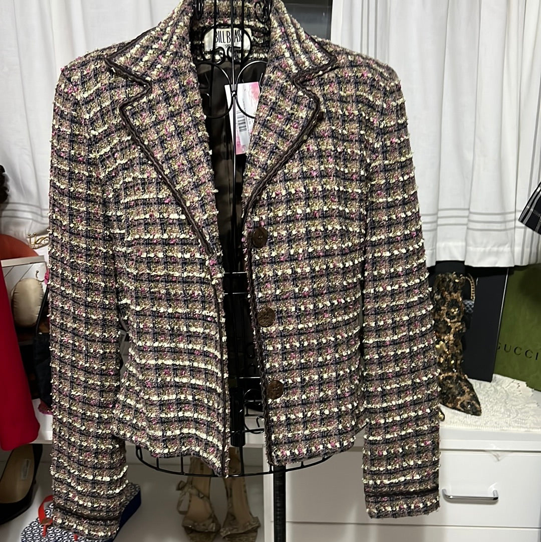 Bill Blass BRWN/PINK/GRN BLAZER SZ 10
