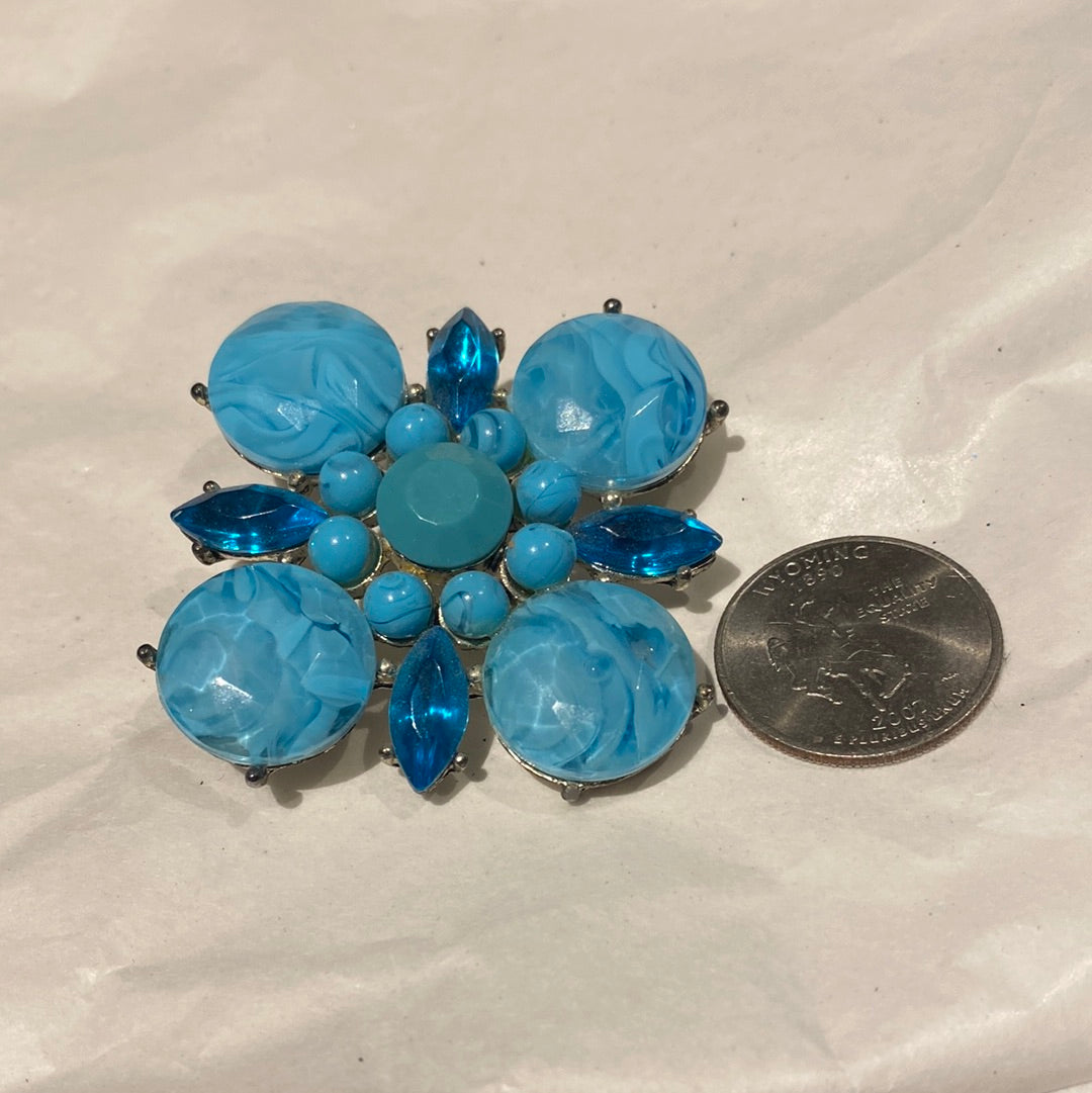 S730 BLUE TONE CLUSTER BROOCH