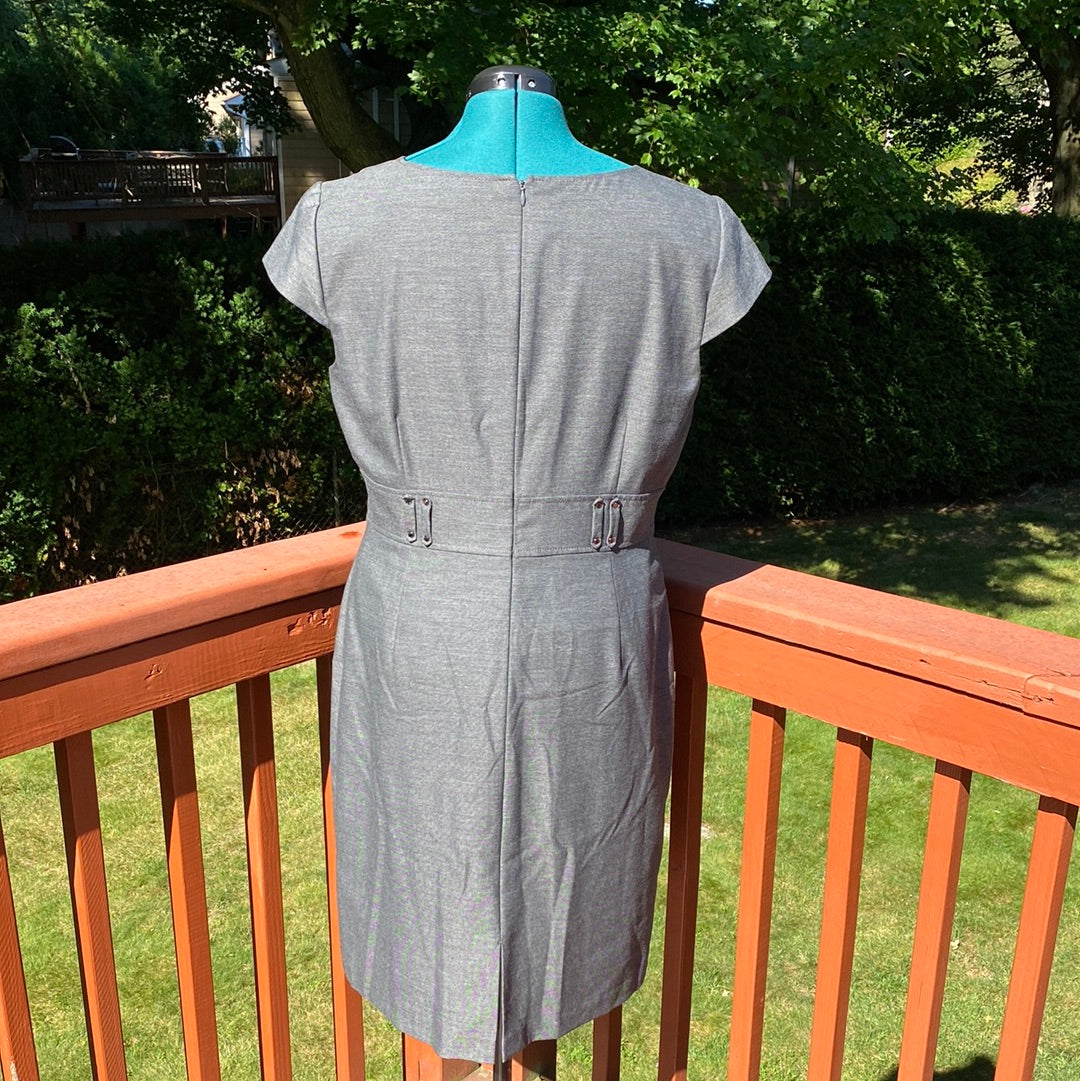 GREY FINE HOUNDSTOOTH DRESS SZ 14