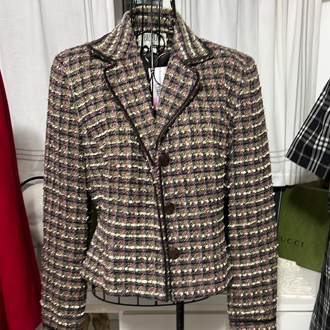 Bill Blass BRWN/PINK/GRN BLAZER SZ 10