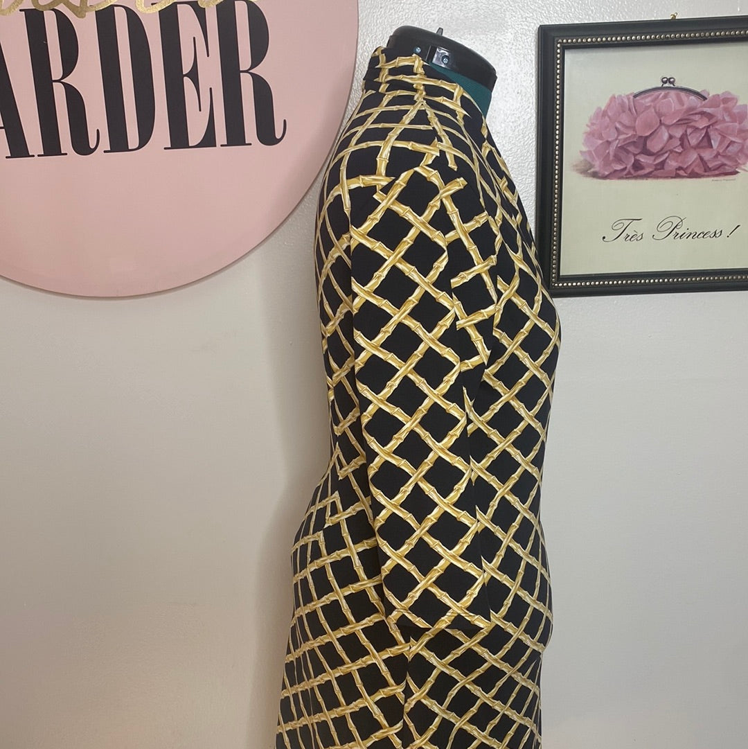 Black/gold bamboo print dress sz L