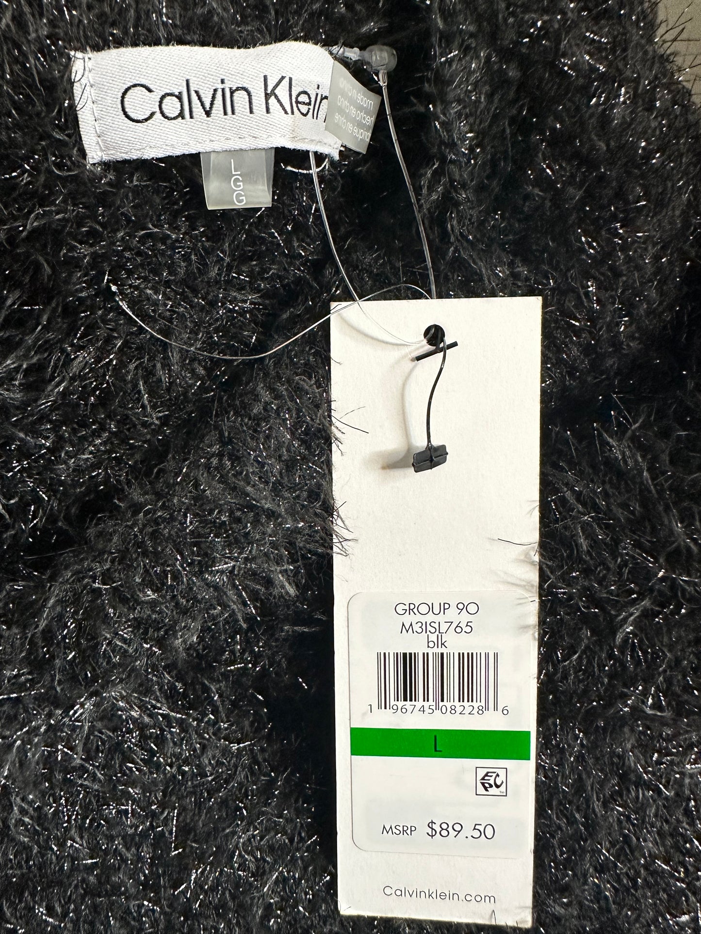 NWT Calvin Klein Black Textured Sweater Sz L