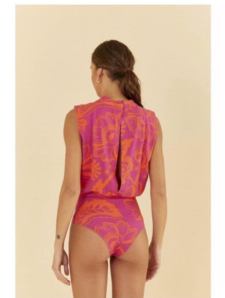 NWT Adidas x Farm Rio Pink and Orange Bodysuit Sz L