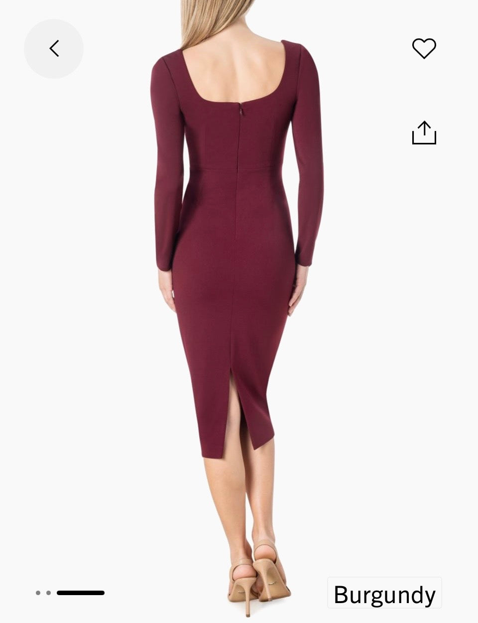Dress the Population Wine Color Long Sleeve Dress Sz L- NEW