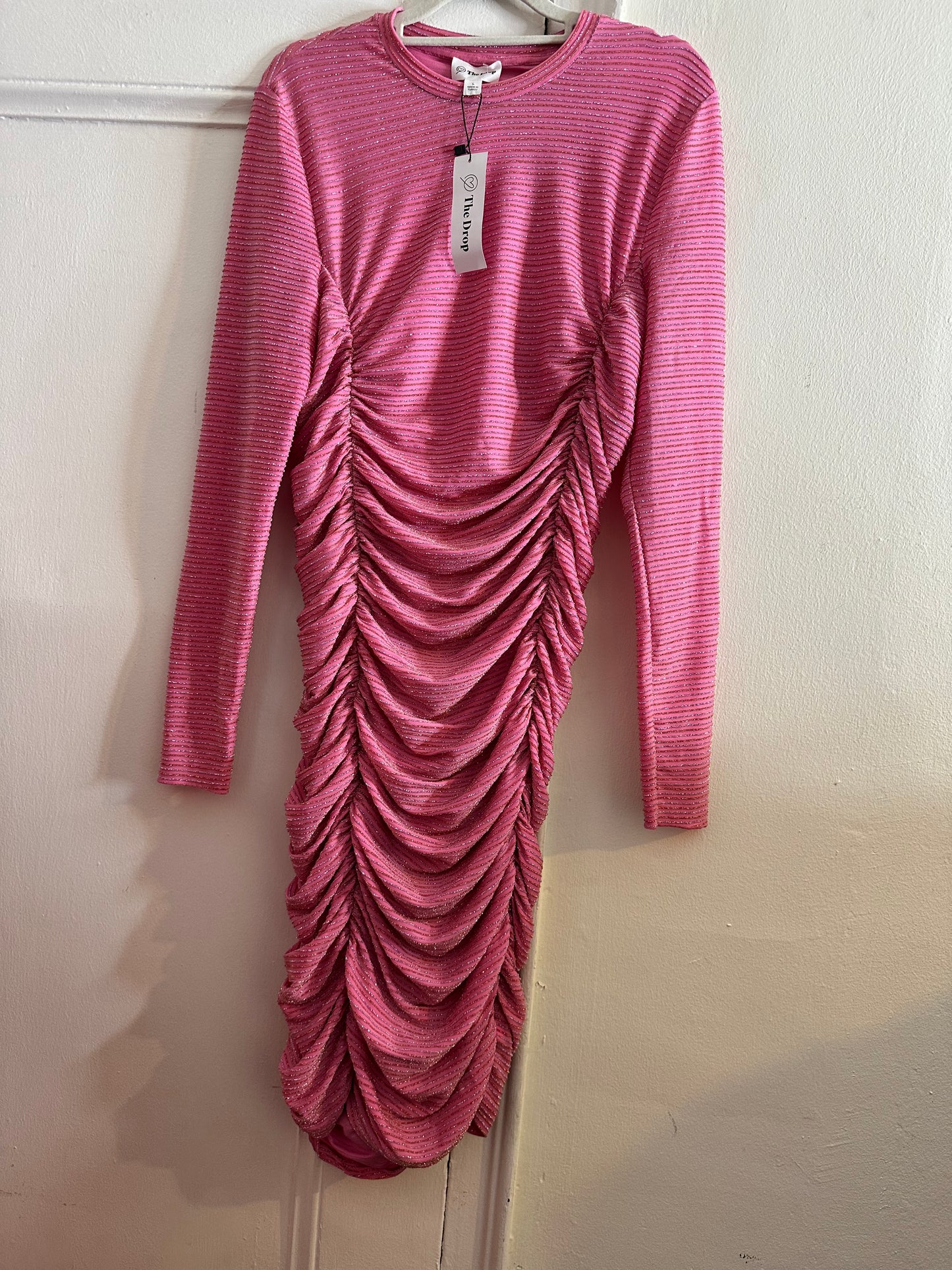 NWT The Drop Pink Sparkle Dress Sz L