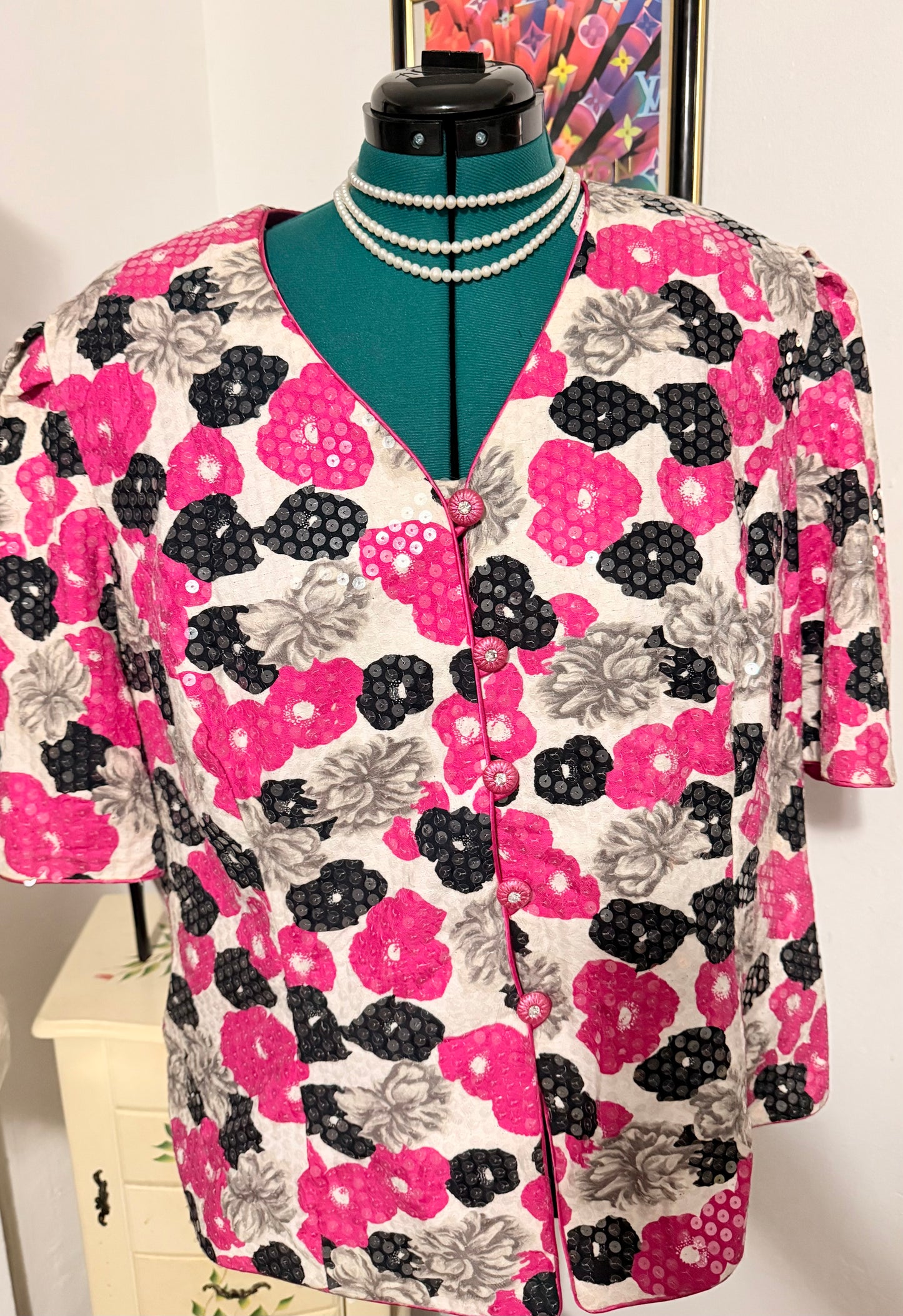 Karen Miller NY pick and silver sequins jacket Size 24