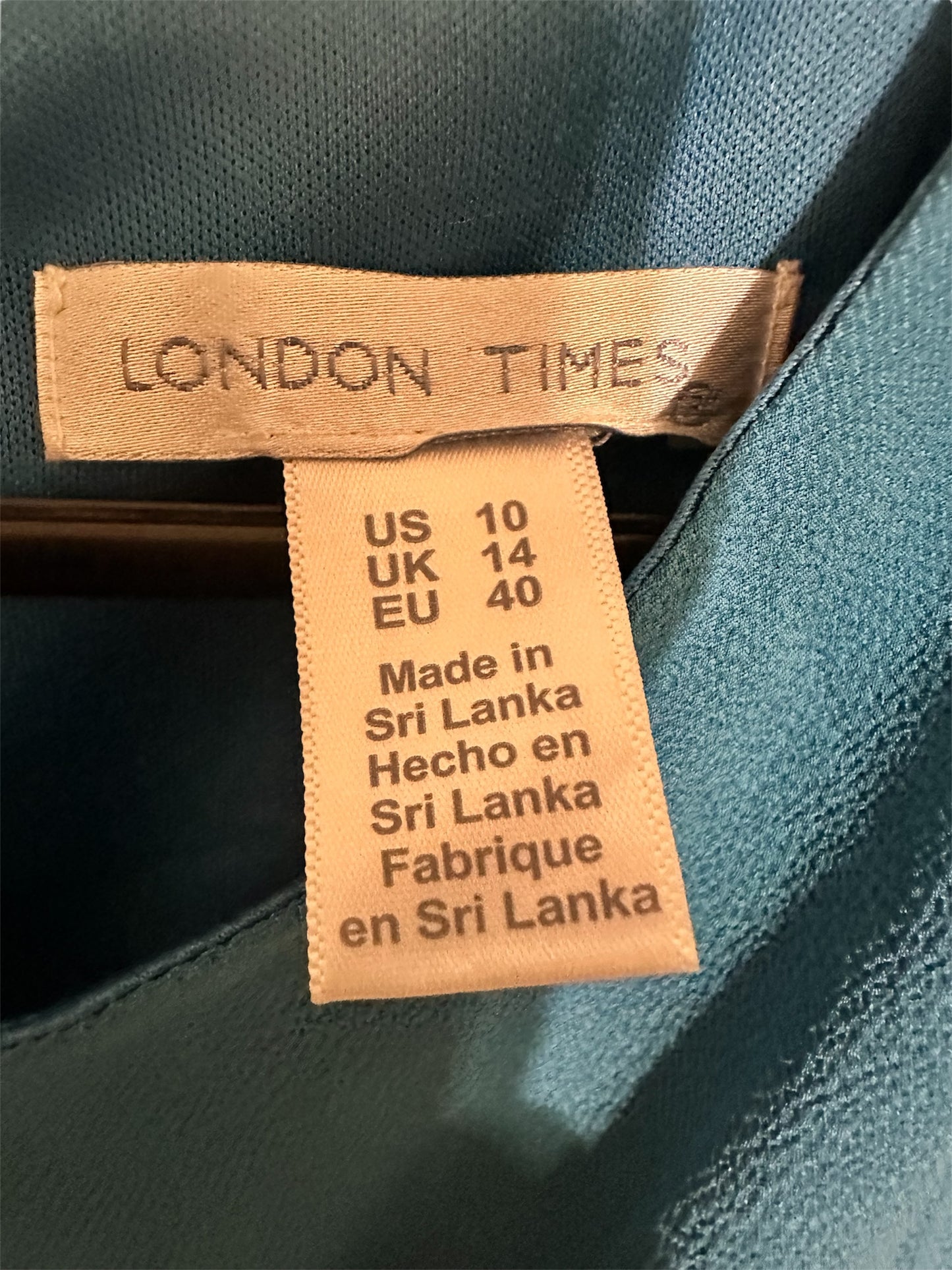 London Times Preloved Teal Blue Jumpsuit Sz 10