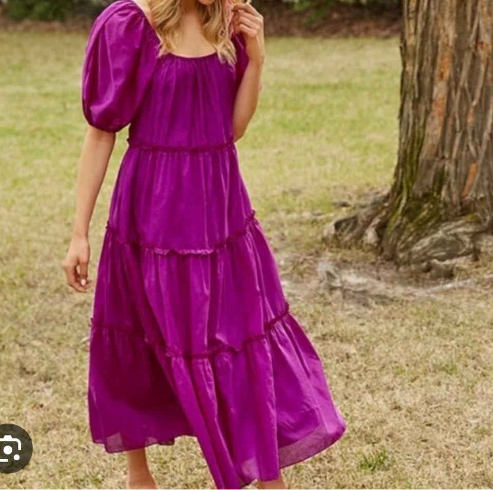 Antonio Melani Rosalia Puff Sleeve Midi Swing Dress sz L