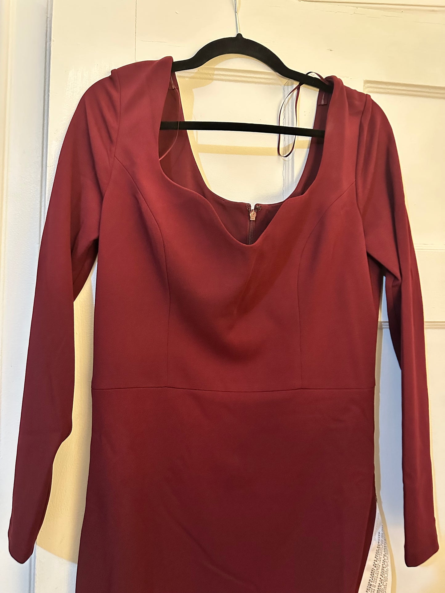 Dress the Population Wine Color Long Sleeve Dress Sz L- NEW