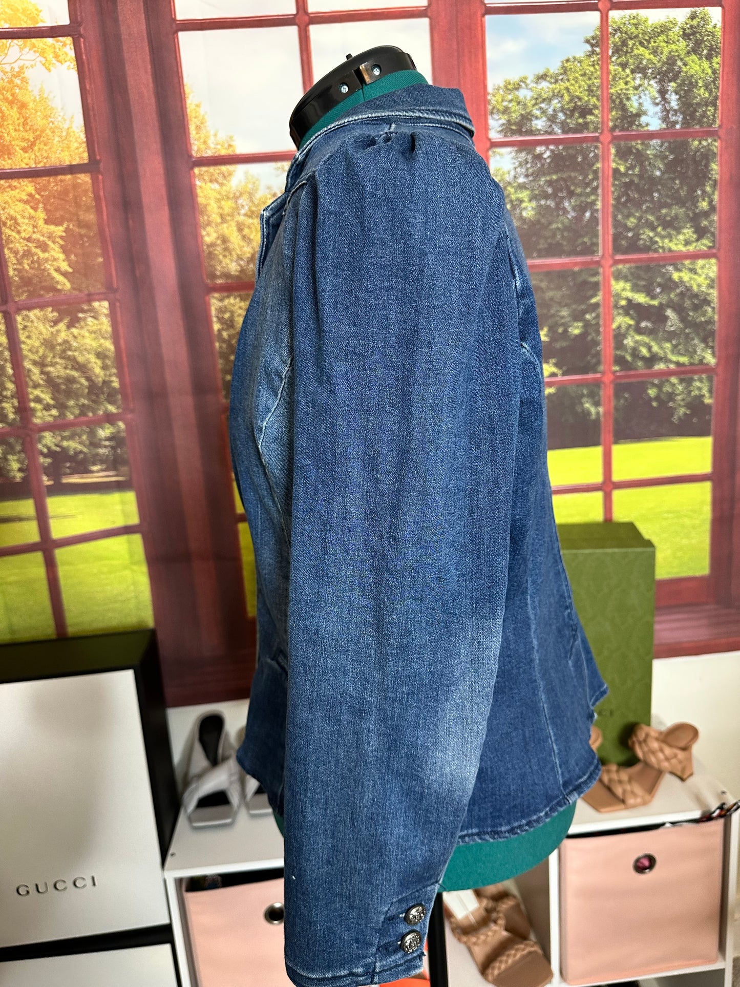 INC Denim Jacket w/ puff sleeves sz PXL