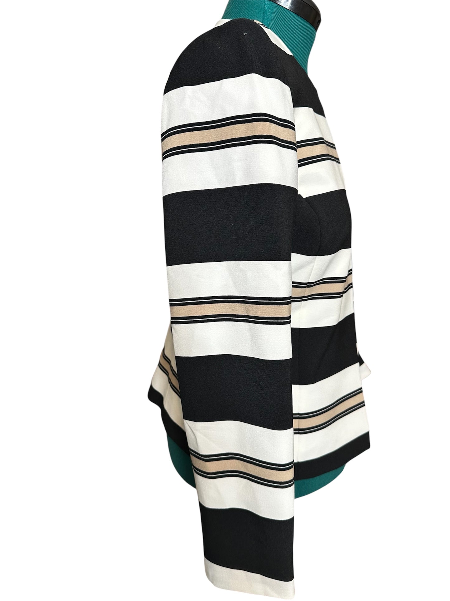 Tahari Black/White/Gold Stripe Blazer Sz 8
