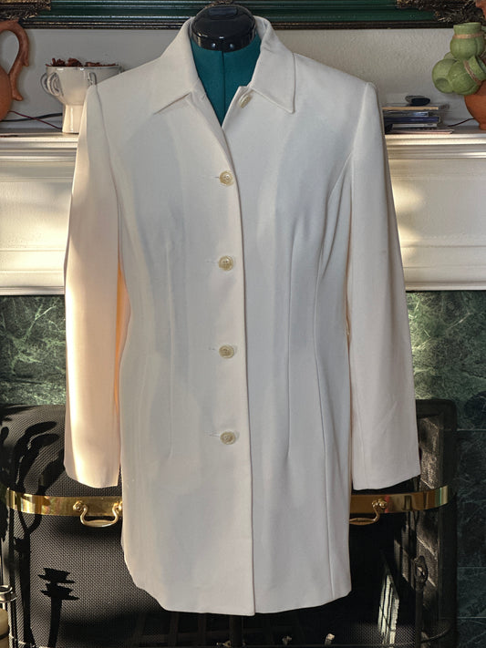 Karen Scott Long Cream Blazer w/ Pockets sz 16