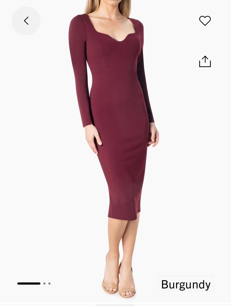Dress the Population Wine Color Long Sleeve Dress Sz L- NEW