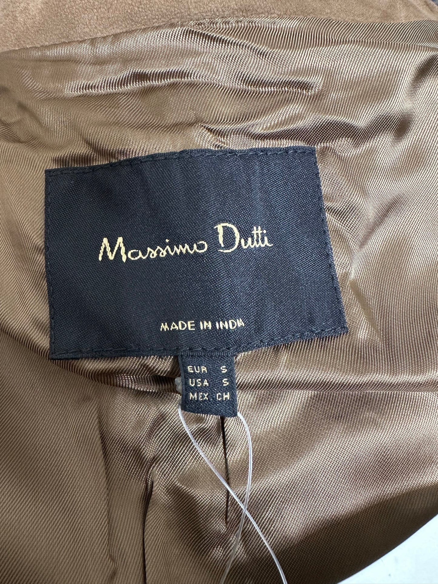 NWOT Sample Khaki 100% Suede Leather jacket with Tie Waist sz S