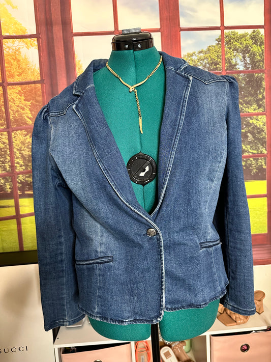 INC Denim Jacket w/ puff sleeves sz PXL
