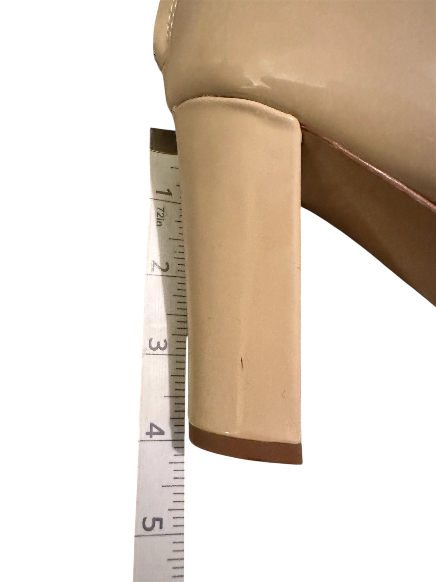 Mark Fisher, beige patent leather strappy heels, size 11