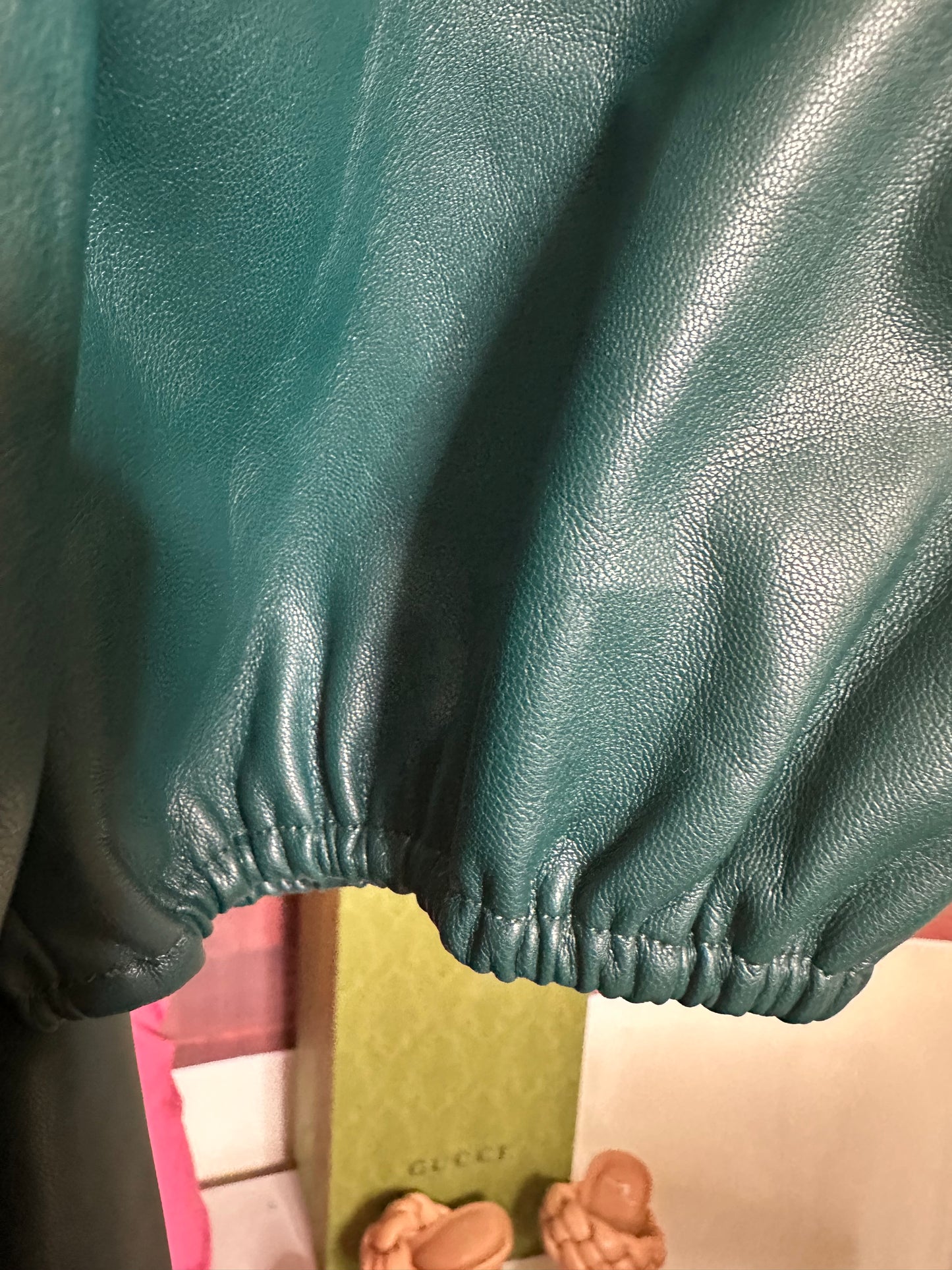 NWT Ann Taylor green faux leather top sz L