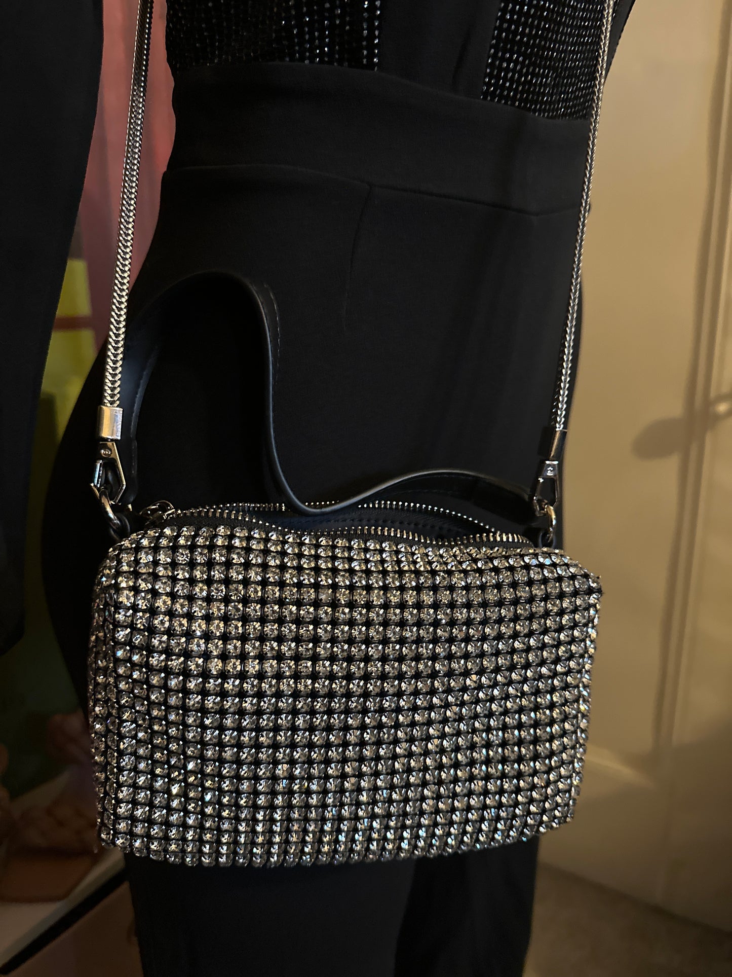 Silver rhinestone crossbody