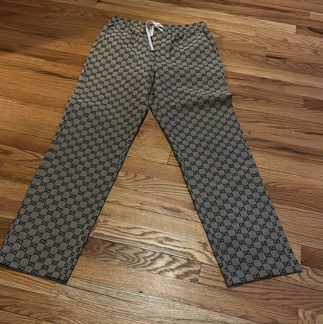 GG Canvas Pants with leather interlocking G Sz 44