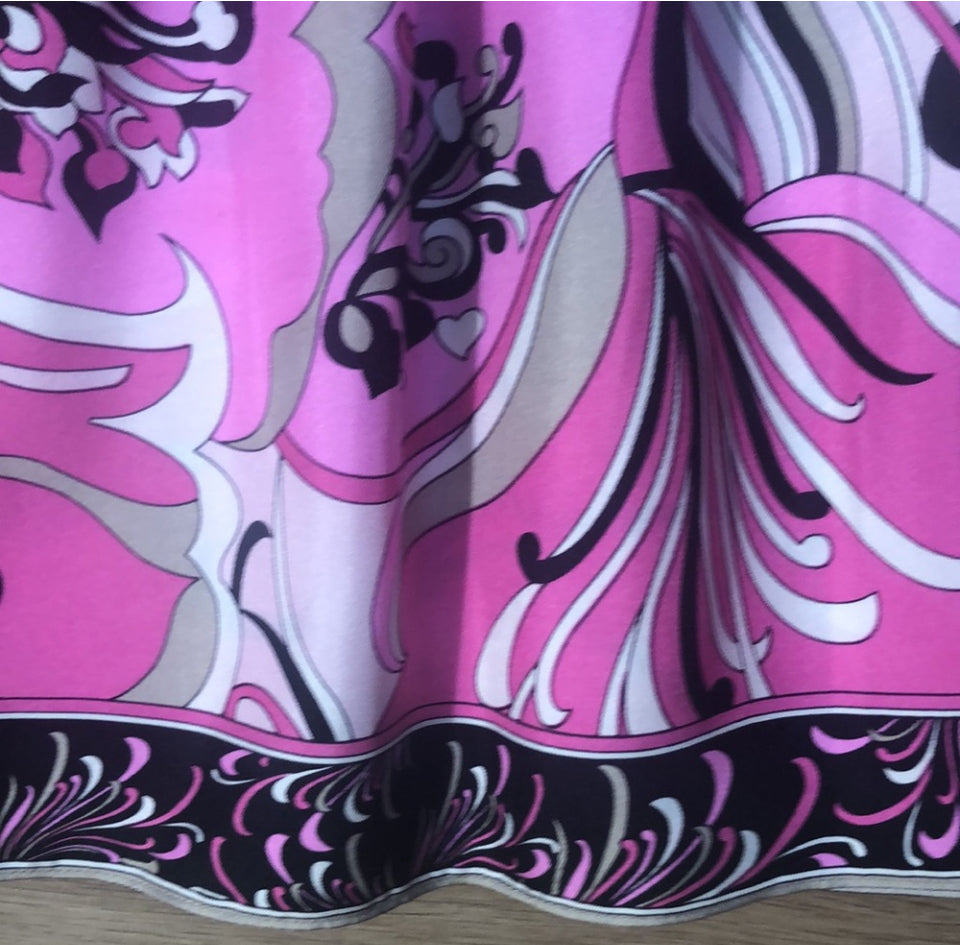 Elie Tahari 100% silk pink floral skirt sz 14