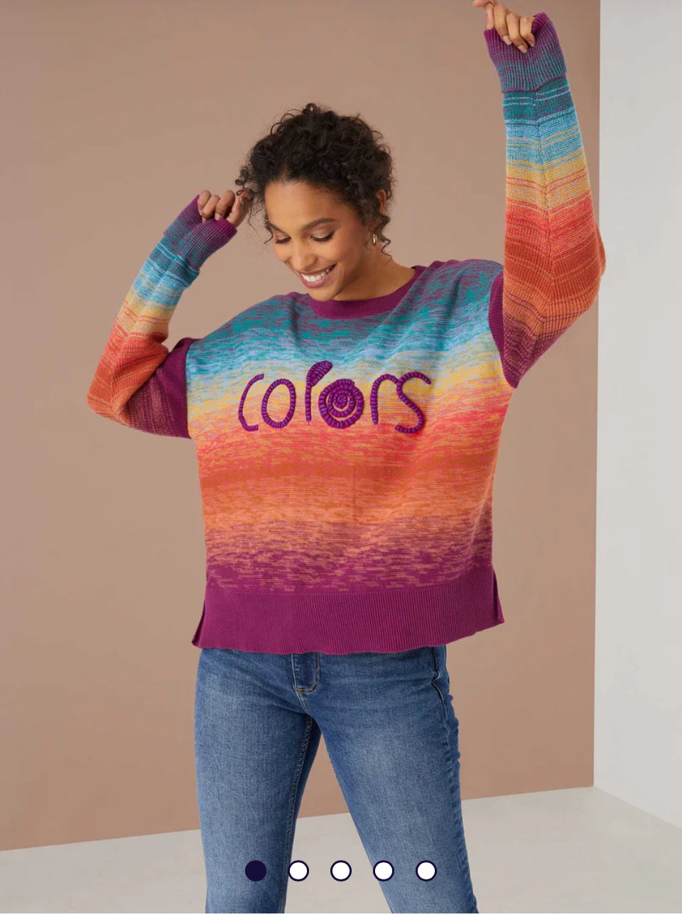 Alivia Marybeth Purple/Orange Sweater with raised embroidery sz XL