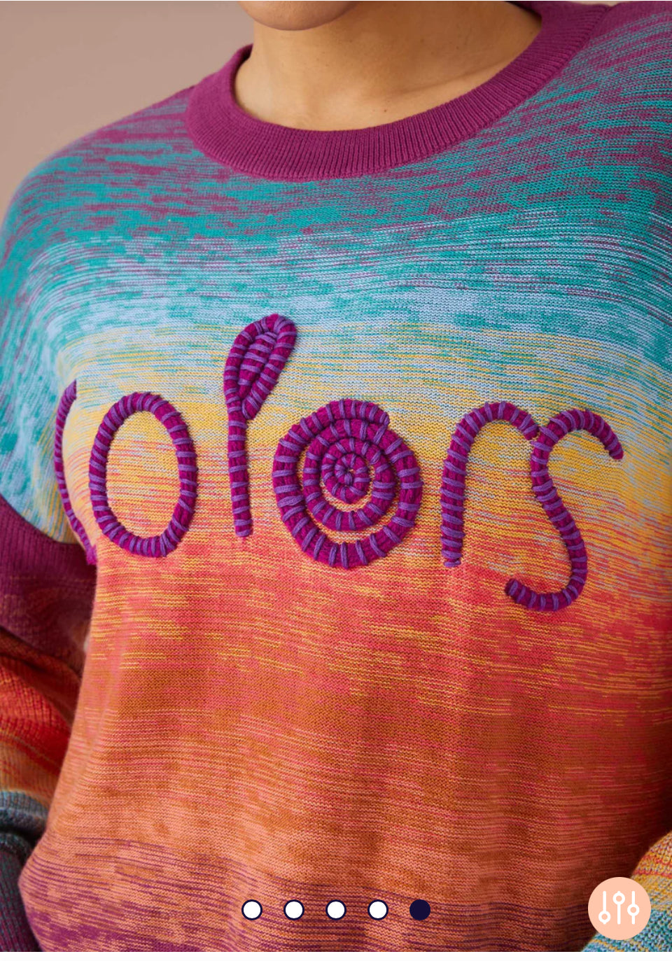 Alivia Marybeth Purple/Orange Sweater with raised embroidery sz XL