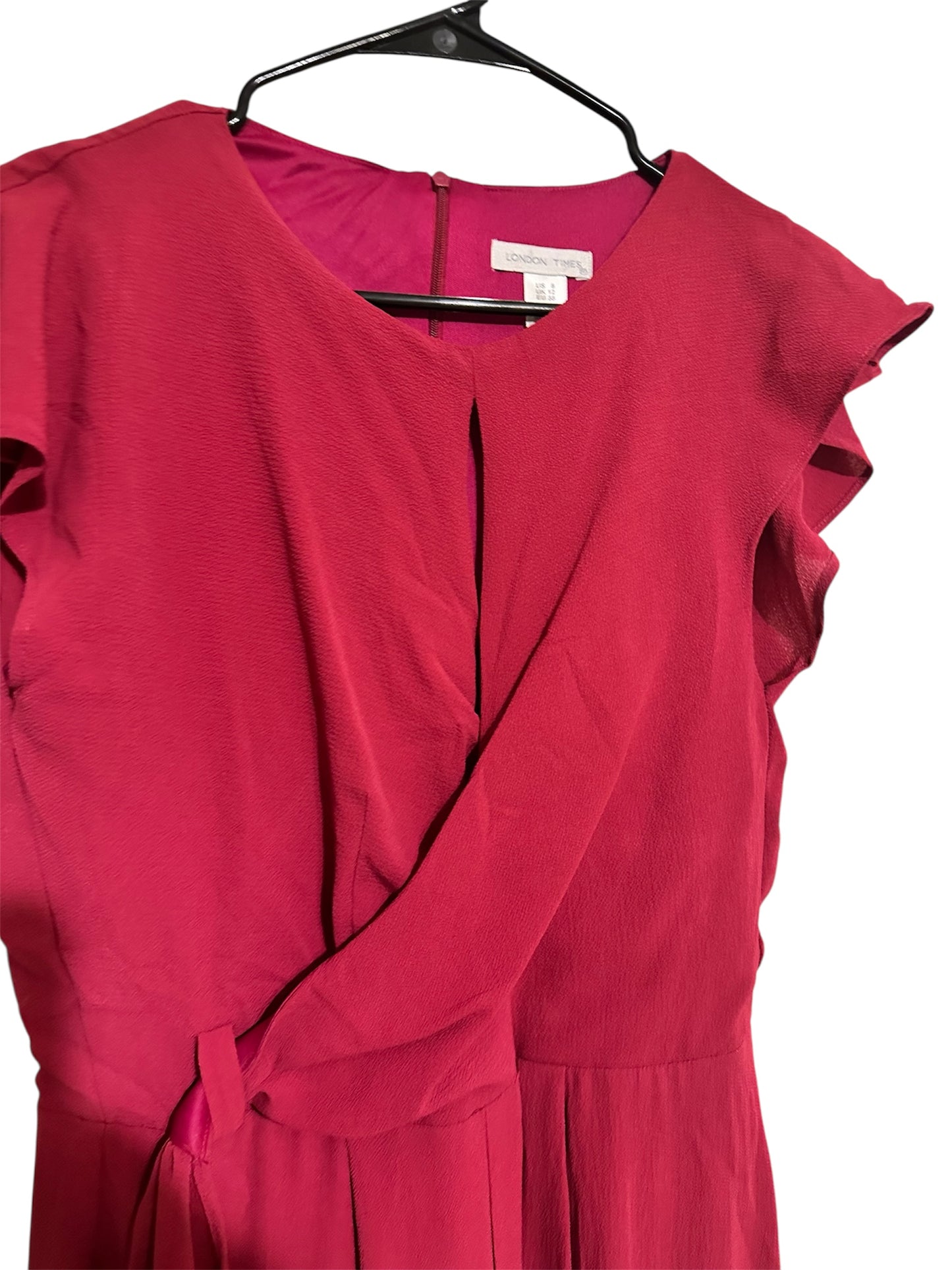 London Times Sleeveless Wine Jumpsuit Sz 8