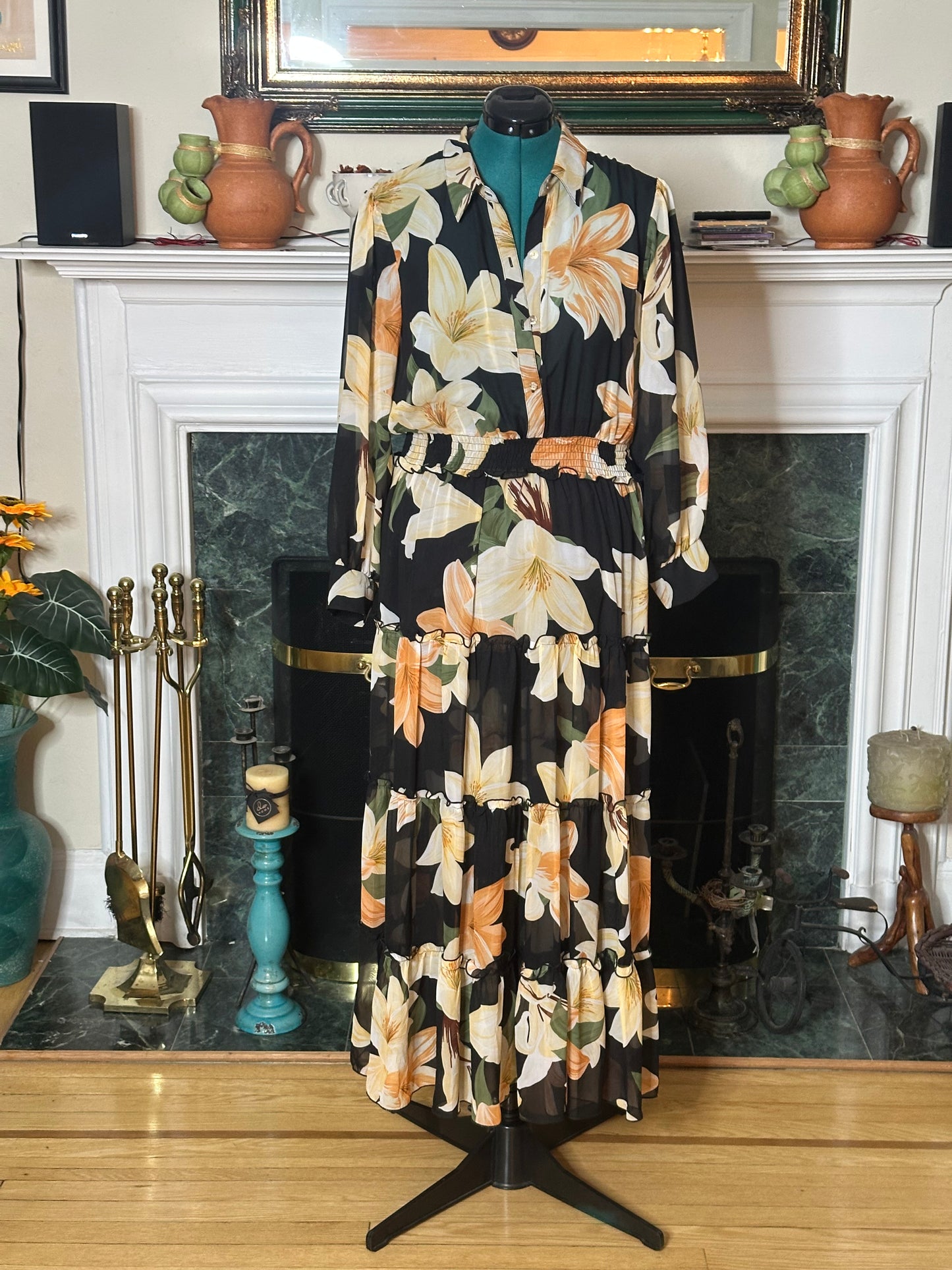 En Focus Fall Colors Maxi Dress sz 14