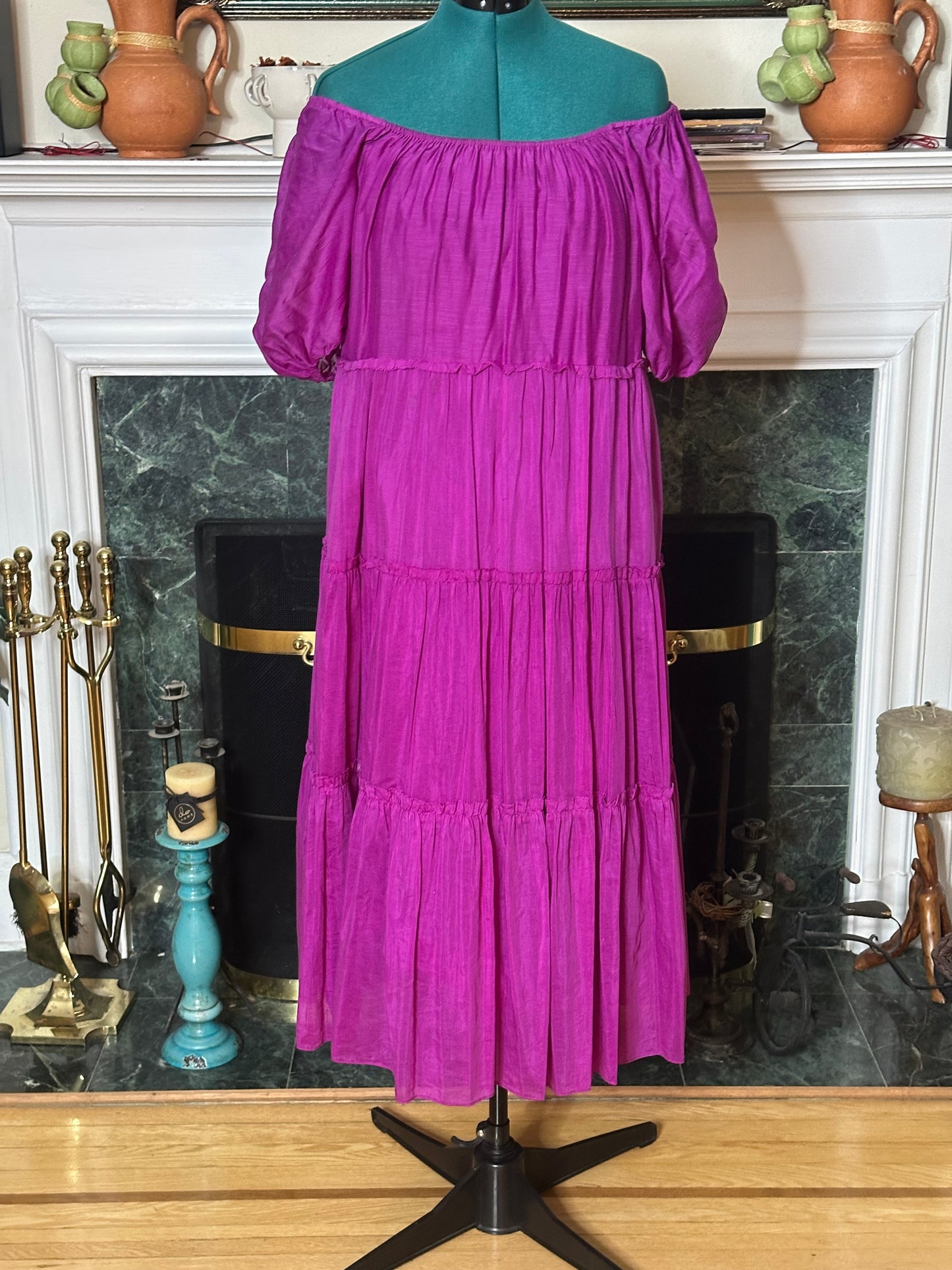 Antonio Melani Rosalia Puff Sleeve Midi Swing Dress sz L