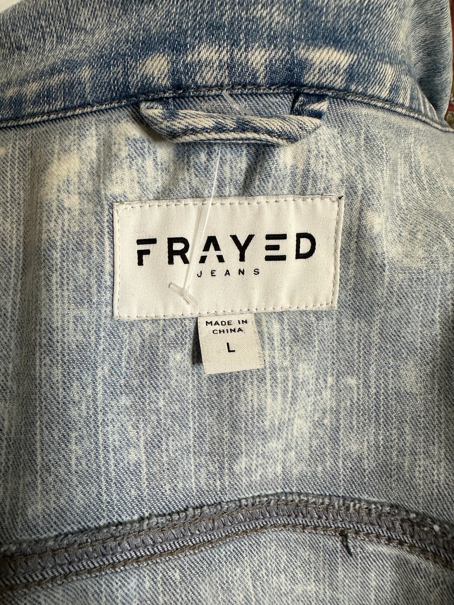 Frayed Acid Wash Denim Jacket sz L