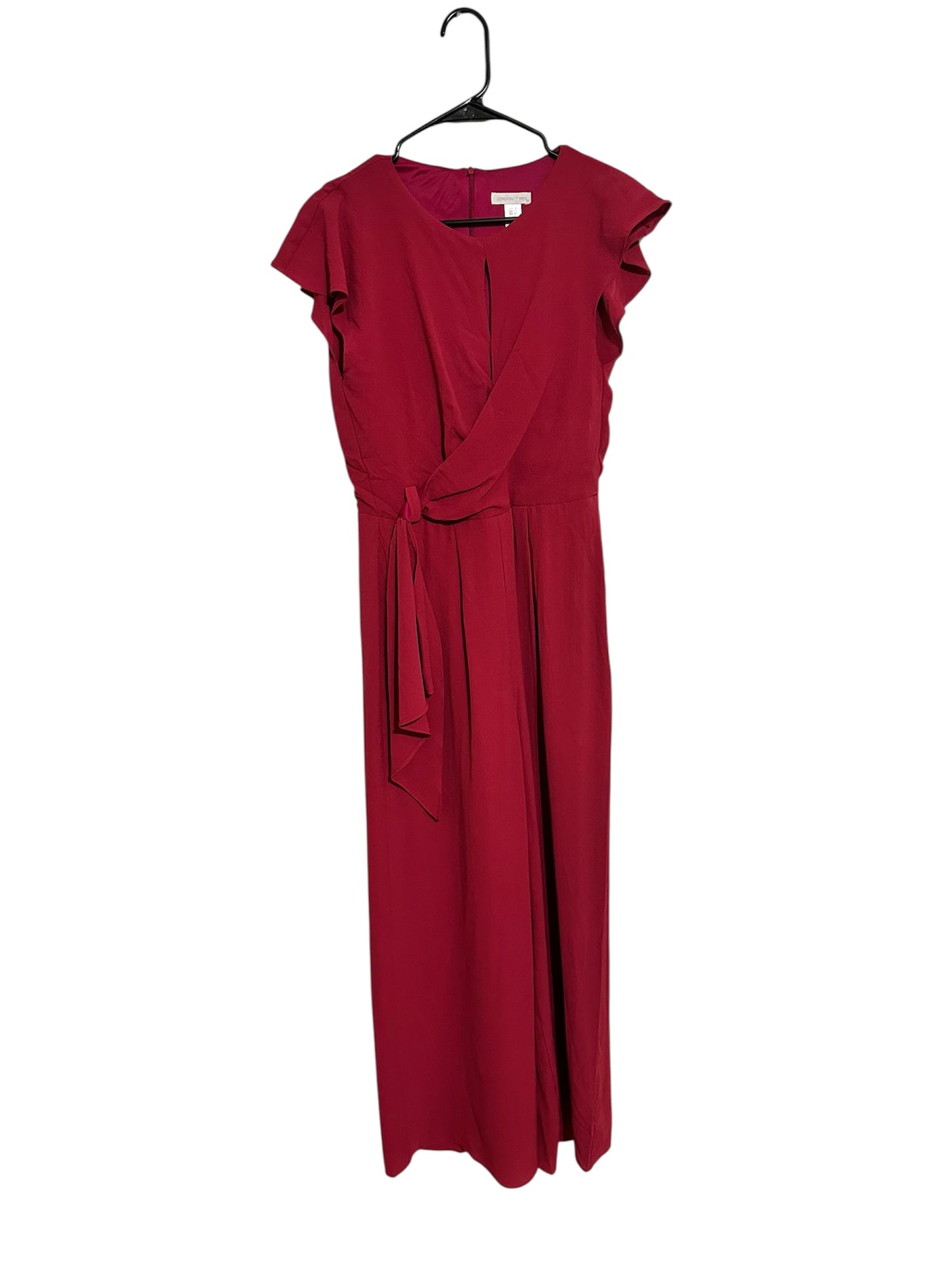 London Times Sleeveless Wine Jumpsuit Sz 8