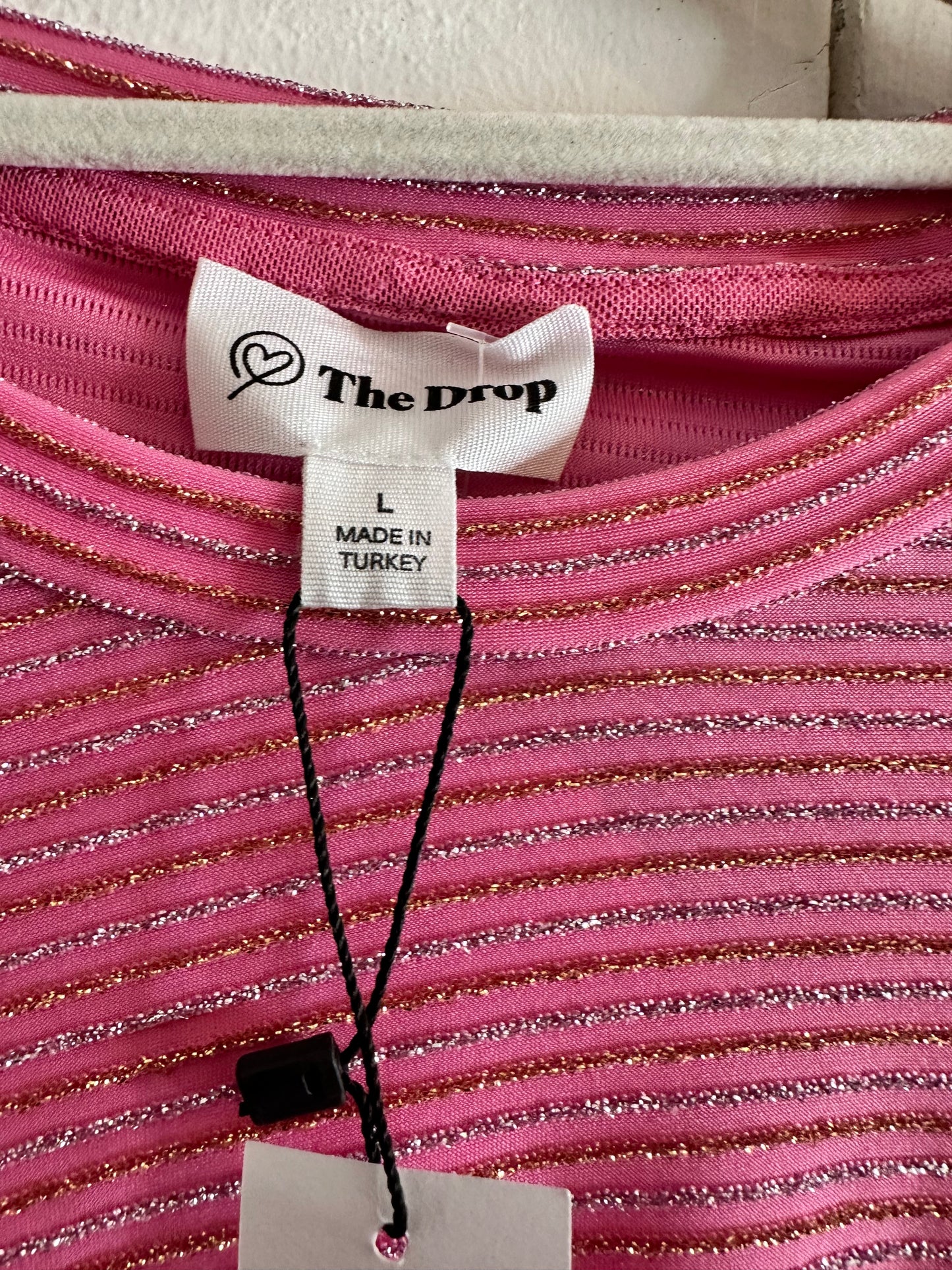 NWT The Drop Pink Sparkle Dress Sz L