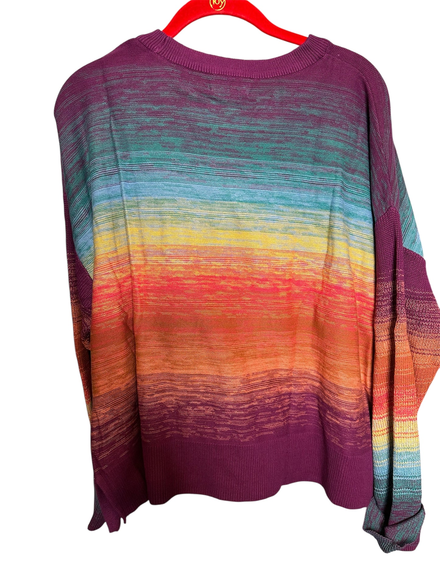 Alivia Marybeth Purple/Orange Sweater with raised embroidery sz XL