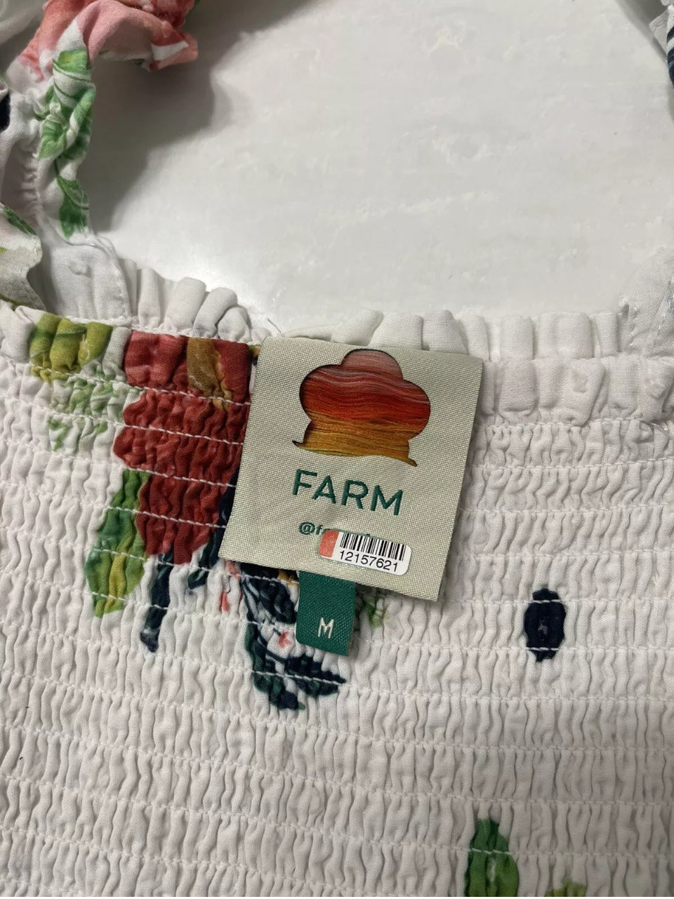 Farm Rio White Nanaju Midi Ruffle Dress Sz M