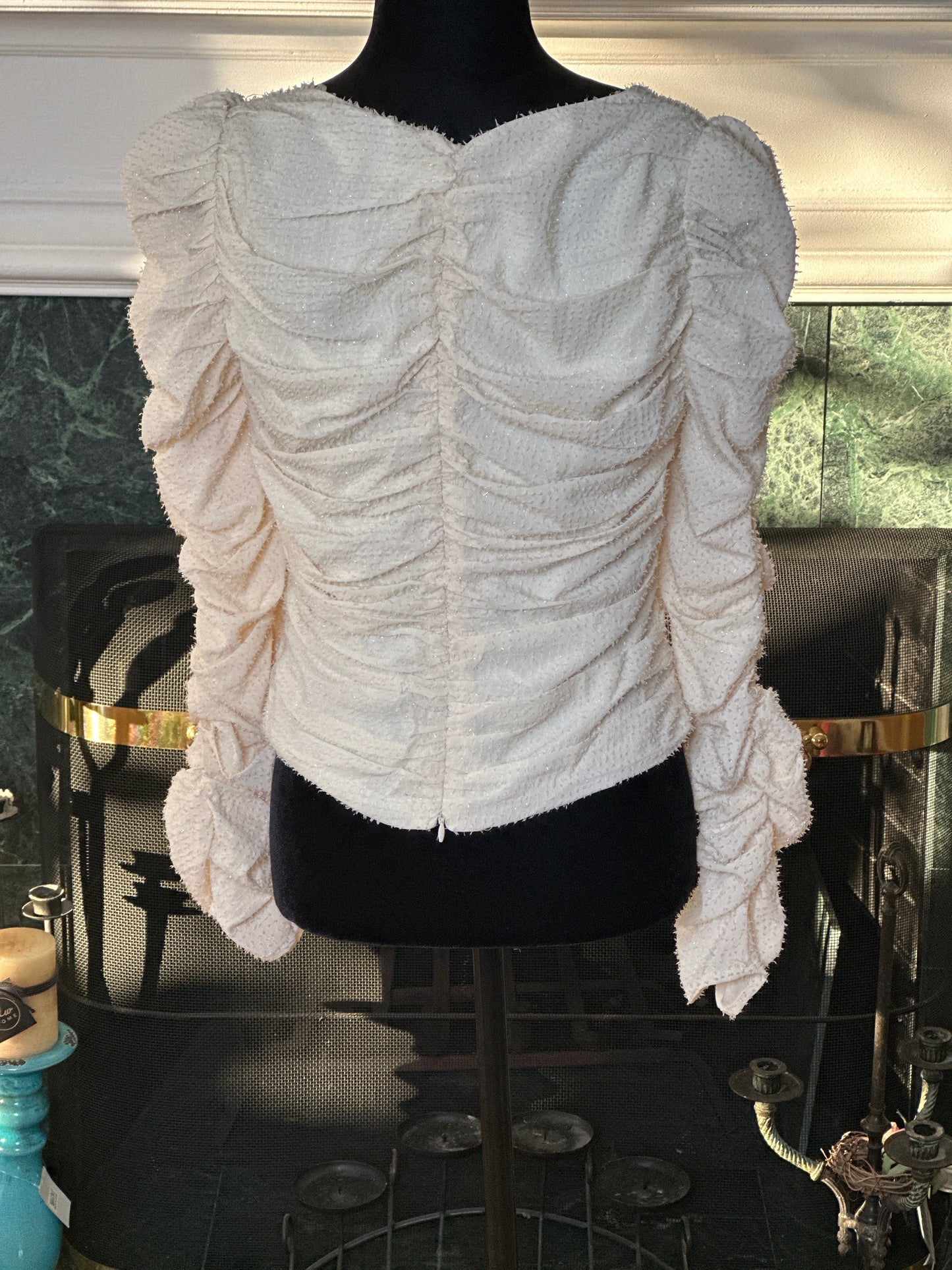 ASTR Cream Sparkle Evening Blouse sz L