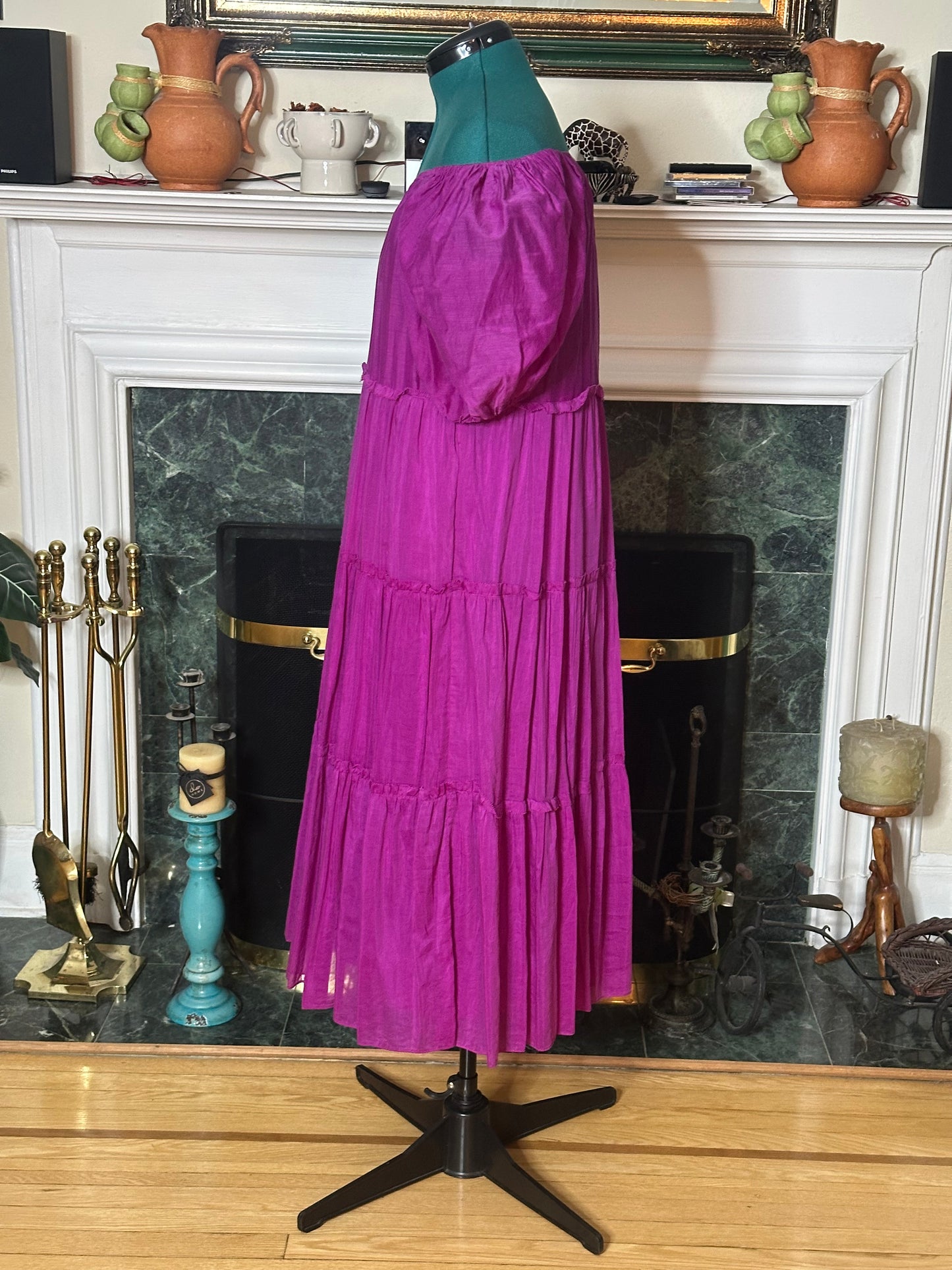 Antonio Melani Rosalia Puff Sleeve Midi Swing Dress sz L