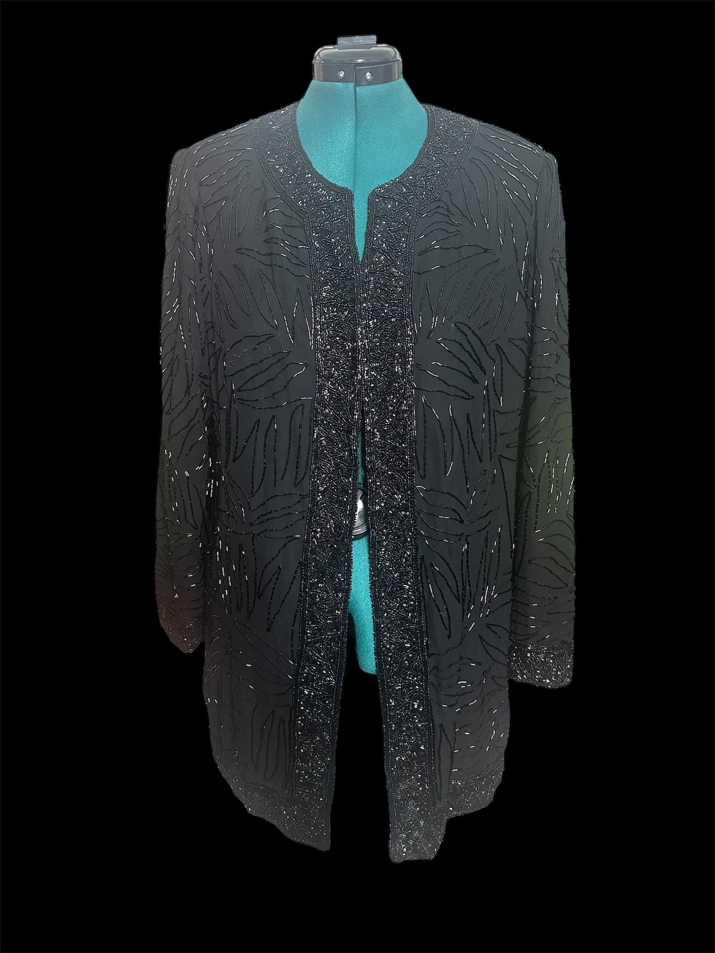 Brillante black beaded jacket sz XL