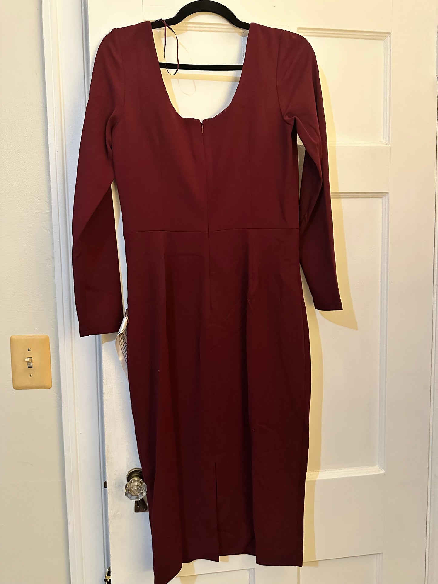 Dress the Population Wine Color Long Sleeve Dress Sz L- NEW